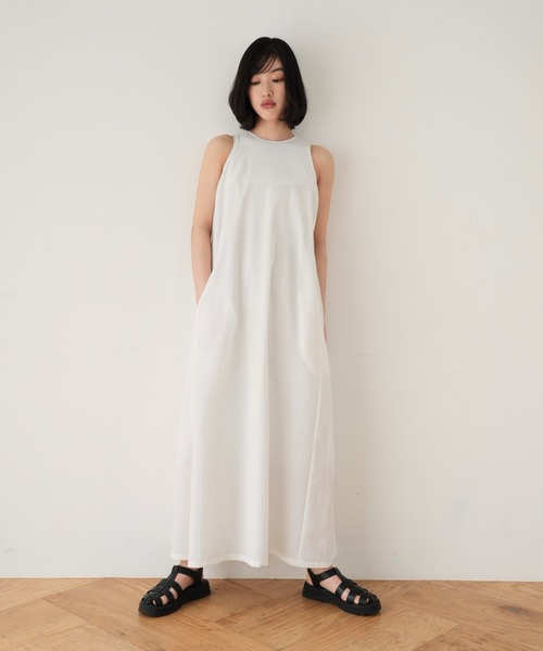I_am ロングワンピース I_am（アイアム）の「satin tiered long ops / サテンティアード