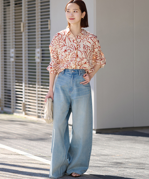 ブラウス シャツ ラインフラワーオーバーサイズシャツ レディース JOURNAL STANDARD relume ブラウス シャツ ラインフラワー
