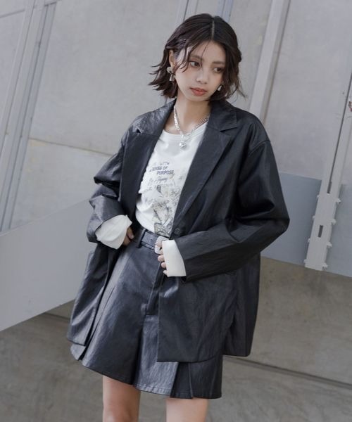 PAGEBOY ジャケット テーラードジャケット フェイクレザー