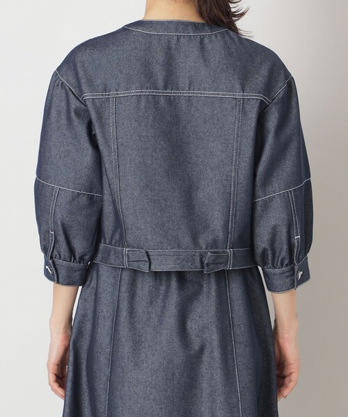 TO BE CHIC 新品未使用 ノーカラージャケット デニムジャケット 濃紺 TO BE CHIC ジャケット ノーカラージャケット リアクティブ