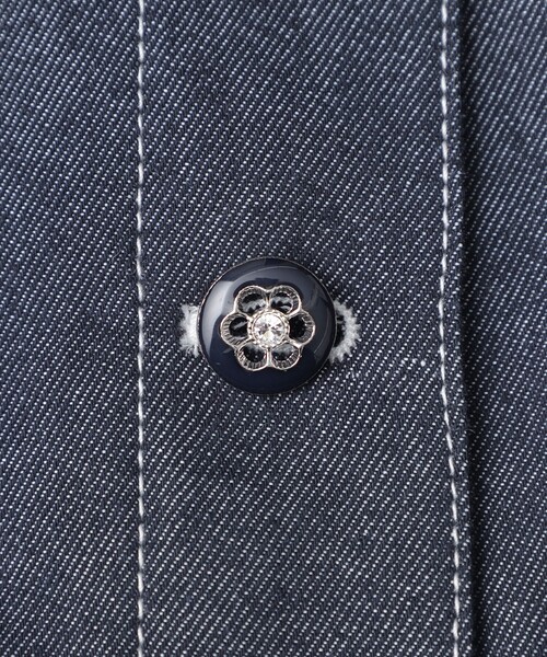 新品 トゥービーシック ノーカラージャケット デニム風　L相当　未使用　タグ付 TO BE CHIC（トゥー ビー シック） ジャケット ノーカラージャケット