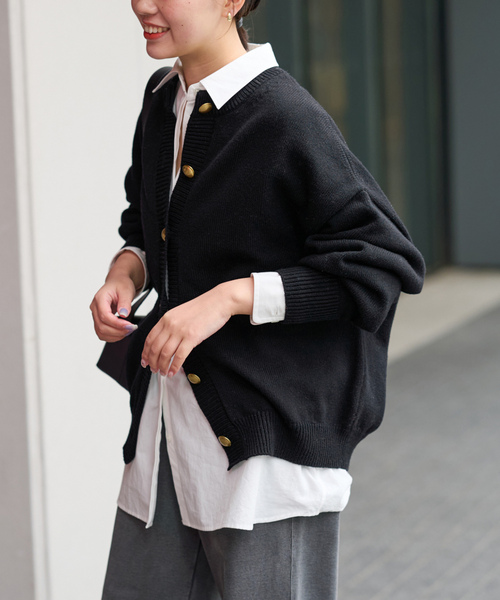 FRAMeWORK コットン接結CNニット ブラック FRAMeWORK（フレームワーク）の「コットン接結CNニット（ニット