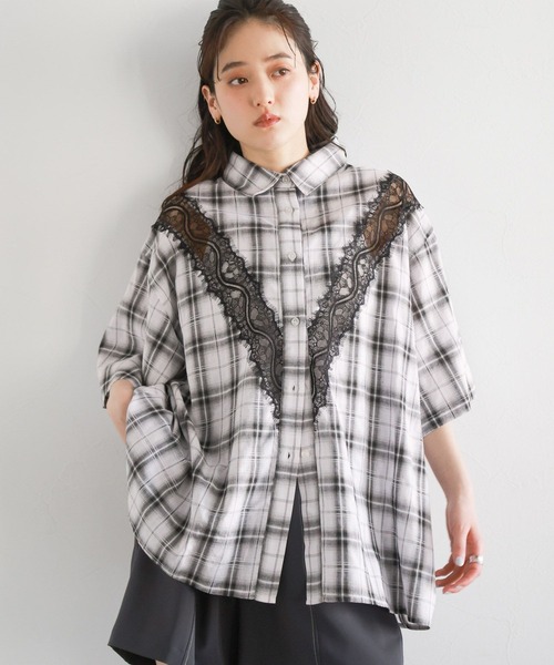 ブラウス シャツ オンブレーチェックシャツ レディース オンブレーチェックシャツ / any FAM | ファッション通販 【公式
