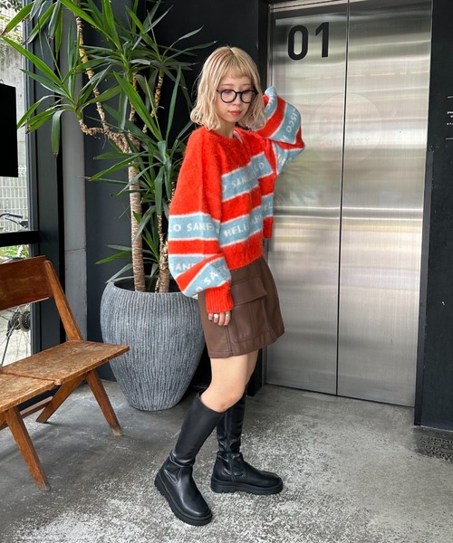 「HELLO.SANFRANCISCO」 長袖ニット FREE オレンジ レディース_画像2