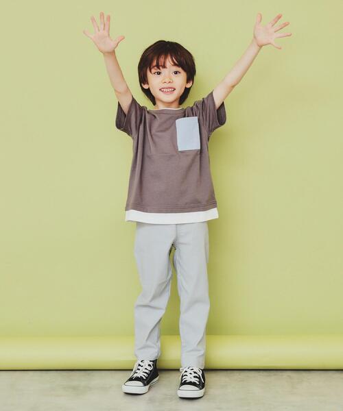 THE SHOP TK tシャツ 「110-160」レイヤー風ポケットTシャツ/洗濯機OK
