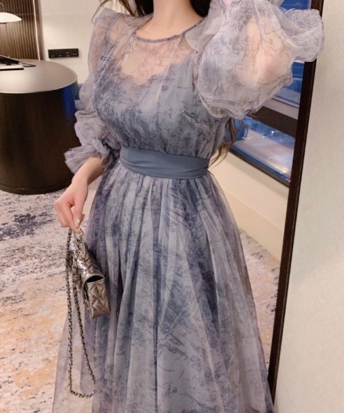 shameless ドレス 「結婚式・二次会」パフスリーブレースアップドレス