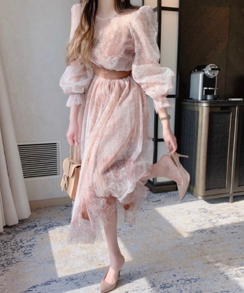 shameless ドレス 「結婚式・二次会」パフスリーブレースアップドレス