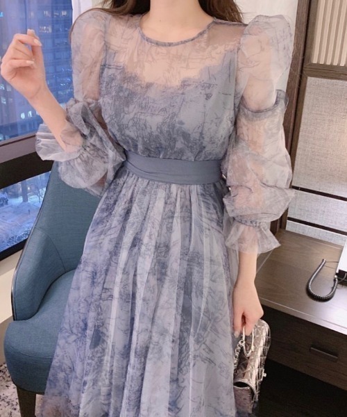 shameless ドレス 「結婚式・二次会」パフスリーブレースアップドレス