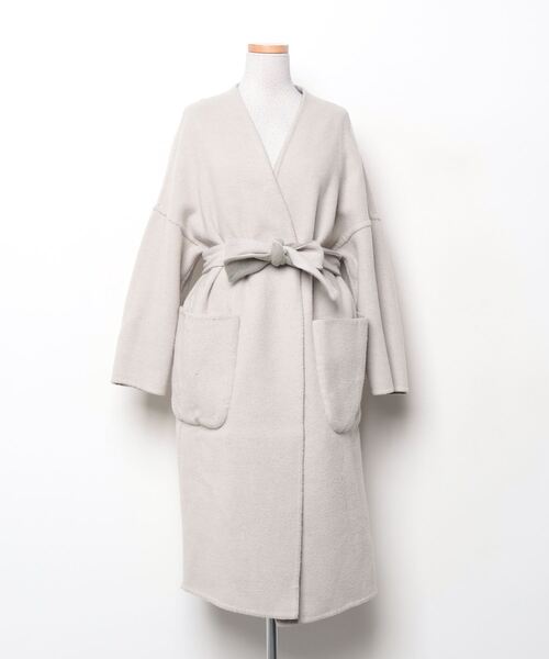 「PEGGY LANA」 ノーカラーコート 1 グリーン レディース_画像3