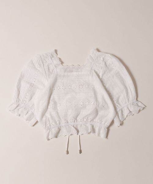 tricot 半袖コットンレースブラウス　白 PHILLY（フィリー） ブラウス シャツ 半袖 「春夏仕様」コットンレース