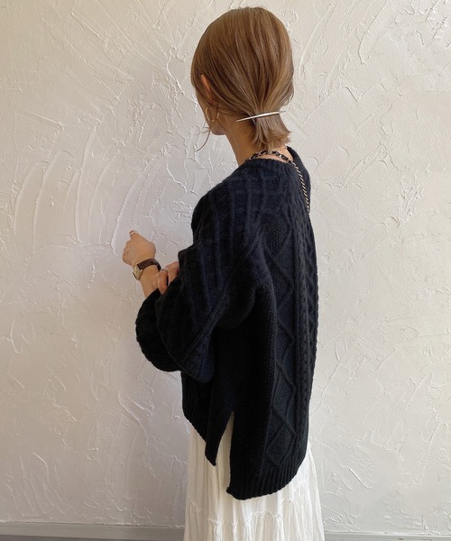 「JUNOAH」 長袖ニット FREE ブラック レディース_画像3