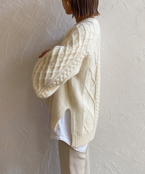 「JUNOAH」 長袖ニット FREE ブラック レディース_画像7