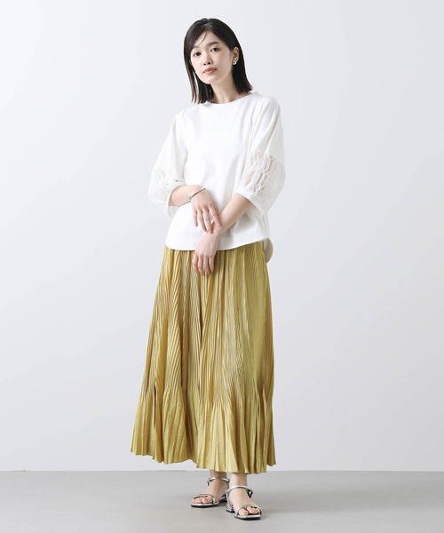 tシャツ 袖３Ｄレースパフ５ブ袖カットソー レディース Gready Brilliant tシャツ 袖3Dレースパフ5ブ袖カットソー