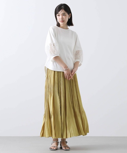 Gready Brilliant tシャツ 袖3Dレースパフ5ブ袖カットソー