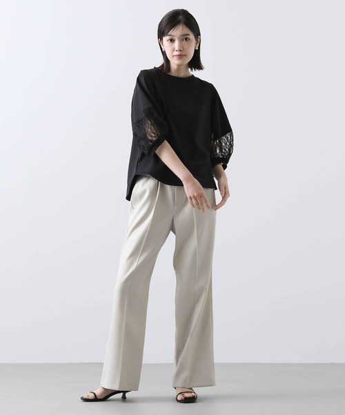 tシャツ 袖３Ｄレースパフ５ブ袖カットソー レディース Gready Brilliant tシャツ 袖3Dレースパフ5ブ袖カットソー