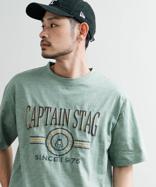 【大きいサイズ】キャプテンスタッグ ビンテージプリント クルーネック半袖Ｔシャツ CAPTAIN STAG tシャツ キャプテンスタッグ ビンテージカレッジ