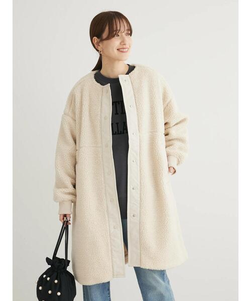 新品タグ付✨VINノーカラーワイドコート　ライトグリーン38 定価36000円 Green Parks（グリーンパークス） ノーカラーコート FREE アイボリー