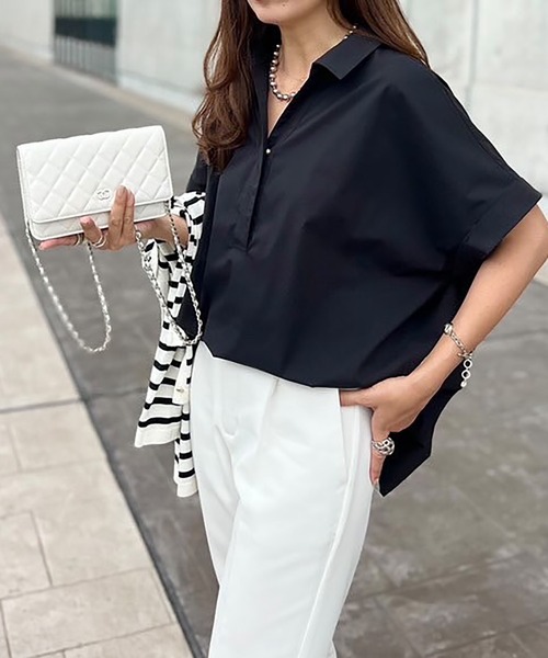 ブラウス シャツ スキッパーバックコクーンシャツ レディース Emma Taylor ブラウス シャツ スキッパーバックコクーンシャツ