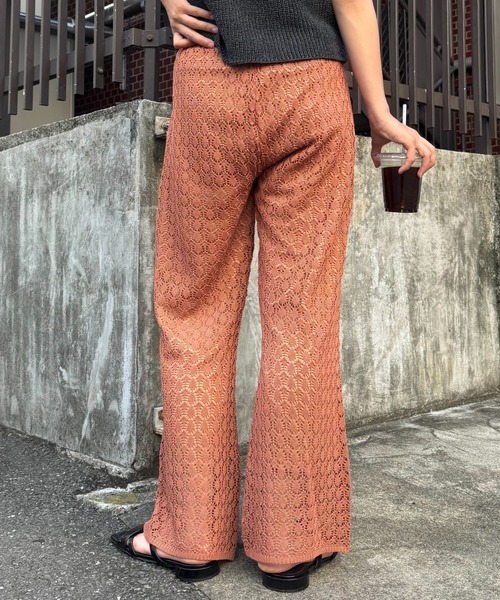 CIAOPANIC TYPY パンツ レース編みニットフレアパンツ
