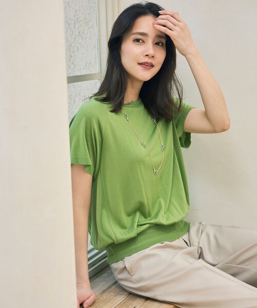 tシャツ ドレーピーラグランスリーブ ニットソー レディース