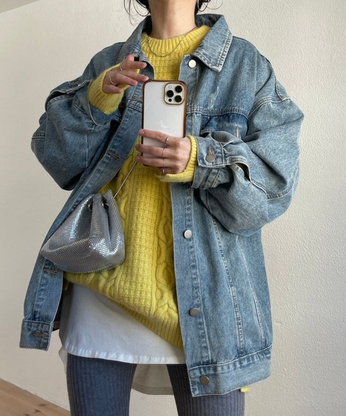 wee9s オーバーサイズデニムジャケット FREEサイズ wee9s 「wee9s」 デニムジャケット FREE ブラック レディース