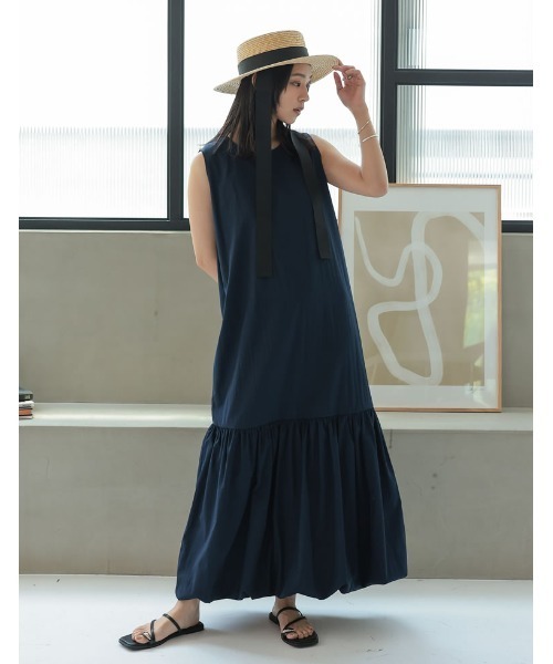 René 　スリーシーズン着用可能　ワンピース allureville ワンピース コットンサテンギャザースリーブVネック