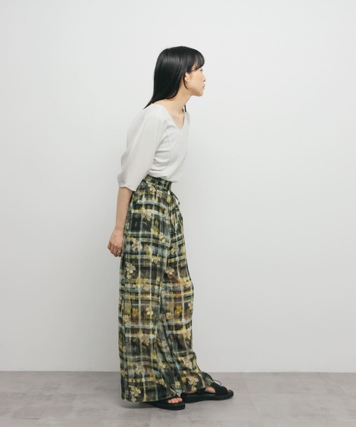 KBF パンツ シアージャガードワイドパンツ レディース