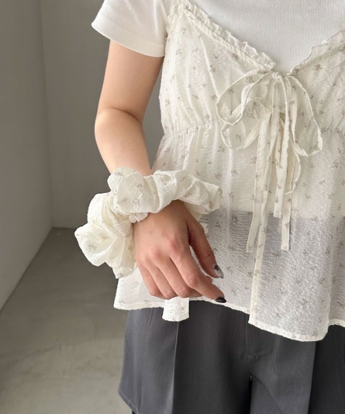 アンサンブル シュシュ付花柄キャミ×リブＴＯＰＳＳＥＴ archives アンサンブル シュシュ付花柄キャミ×リブ