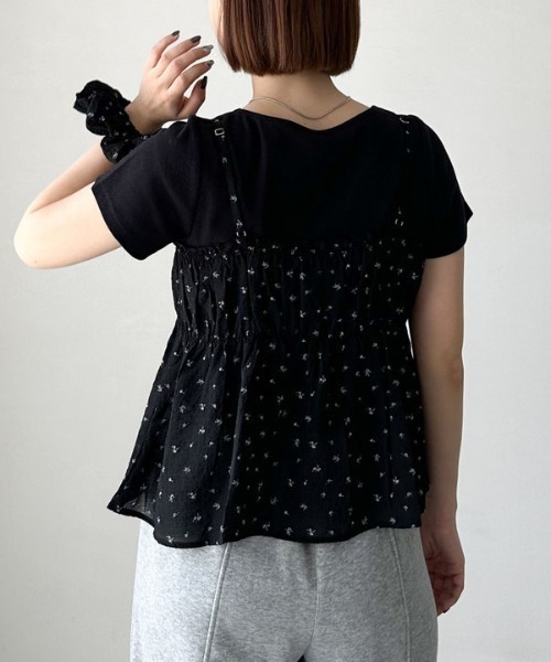 アンサンブル シュシュ付花柄キャミ×リブＴＯＰＳＳＥＴ archives アンサンブル シュシュ付花柄キャミ×リブ