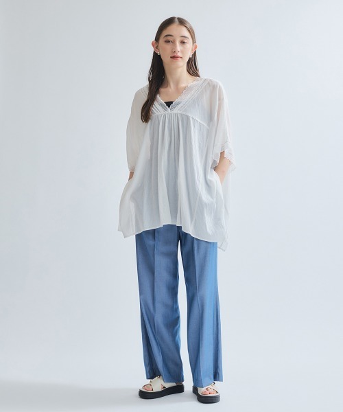 ketty（ケティ） ブラウス シャツ 強撚気流染めレーストップス「手洗い