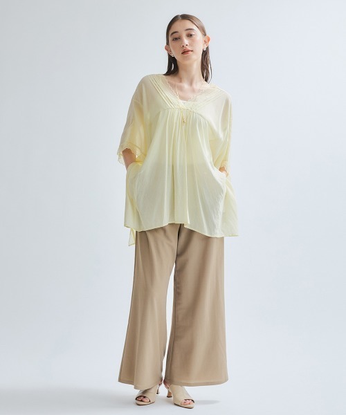 ketty（ケティ） ブラウス シャツ 強撚気流染めレーストップス「手洗い