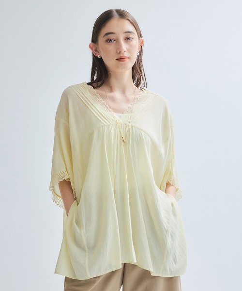 ketty（ケティ） ブラウス シャツ 強撚気流染めレーストップス「手洗い