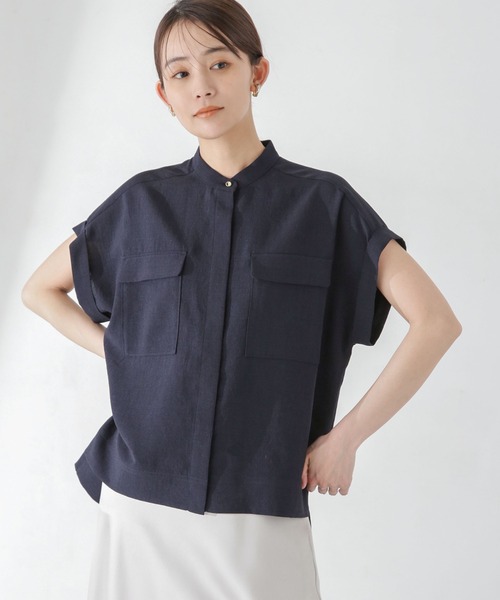 【美品】SOÉJU ネイビー 半袖ブラウス SOÉJU NAVY