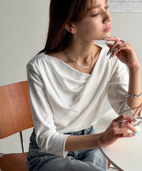 「classicalelf」 7分袖カットソー MEDIUM グレイッシュベージュ レディース