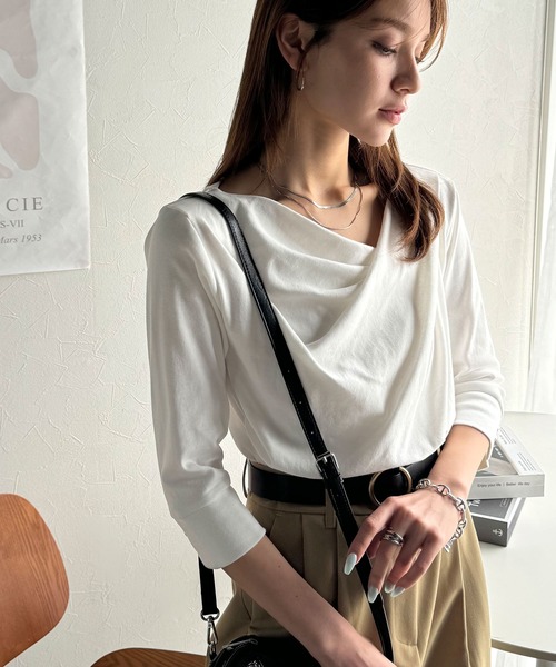 「classicalelf」 7分袖カットソー MEDIUM グレイッシュベージュ レディース