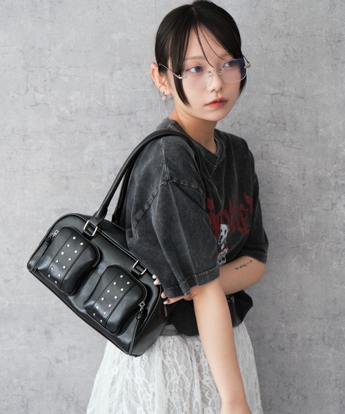 WEGO（ウィゴー） ハンドバッグ WEGO/スタッズ付き立体ポケット