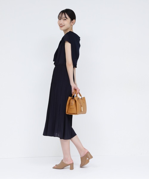 「NATURAL BEAUTY BASIC」 半袖ワンピース MEDIUM ネイビー レディース_画像6
