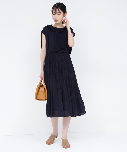 「NATURAL BEAUTY BASIC」 半袖ワンピース MEDIUM ネイビー レディース_画像9