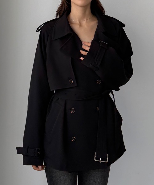 louere ミドル丈トレンチコート　ベージュ　Lサイズ JUNOAH｜Louere ミドル丈トレンチコート | Rakuten Fashion(楽天