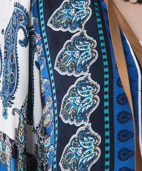 「CHIC STYLE」 半袖ワンピース 3L ブルー レディース_画像4