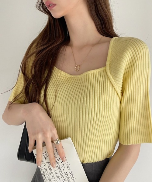 「Ada.」 半袖ニット FREE ブラック レディース_画像4