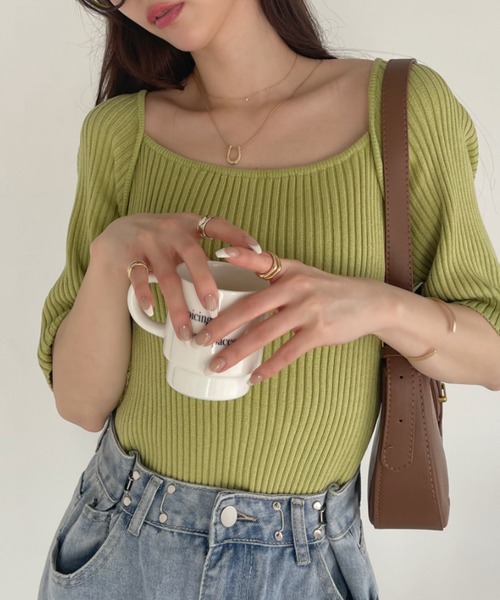 「Ada.」 半袖ニット FREE ブラック レディース_画像7