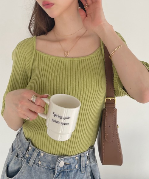 「Ada.」 半袖ニット FREE ブラック レディース_画像8