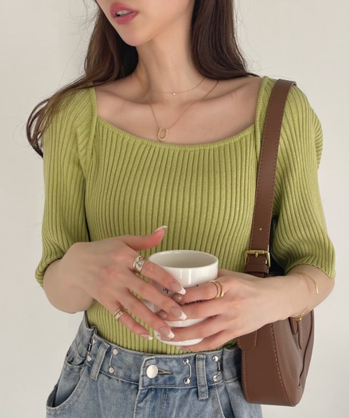 「Ada.」 半袖ニット FREE ブラック レディース_画像9