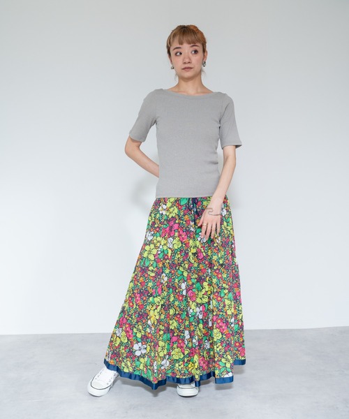 「TEVALT」 「dollupoops」フレアスカート 38 ネイビー レディース_画像2