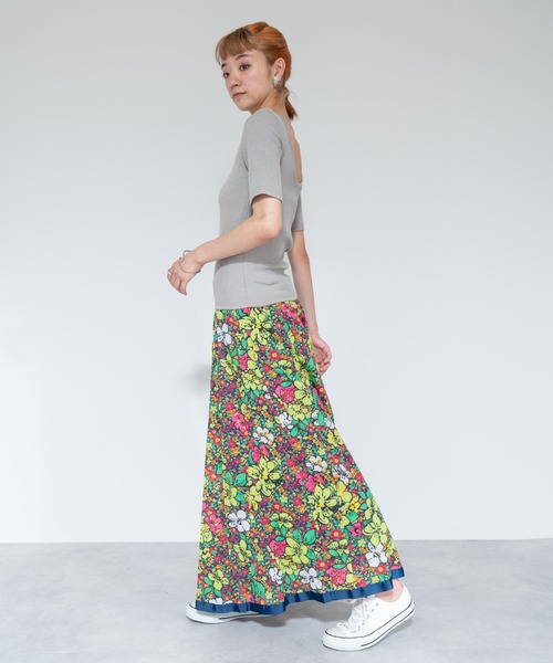 「TEVALT」 「dollupoops」フレアスカート 38 ネイビー レディース_画像3