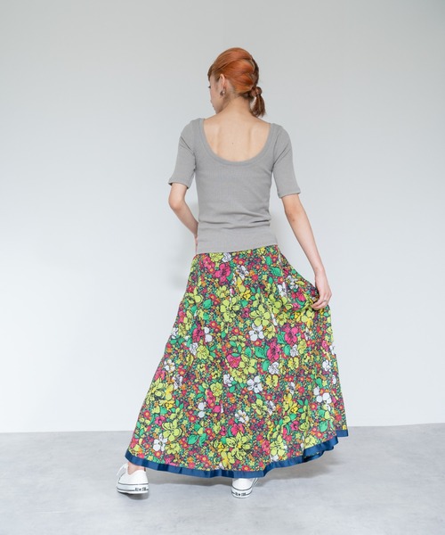 「TEVALT」 「dollupoops」フレアスカート 38 ネイビー レディース_画像4