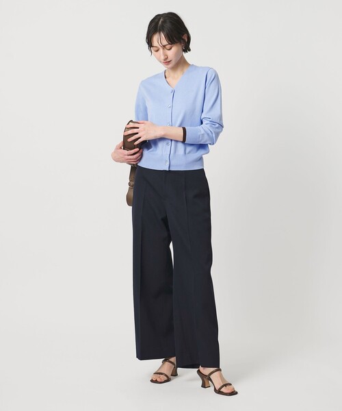 ワイドパンツ スラックス パンツ ギャバジン パンツ レディースの画像