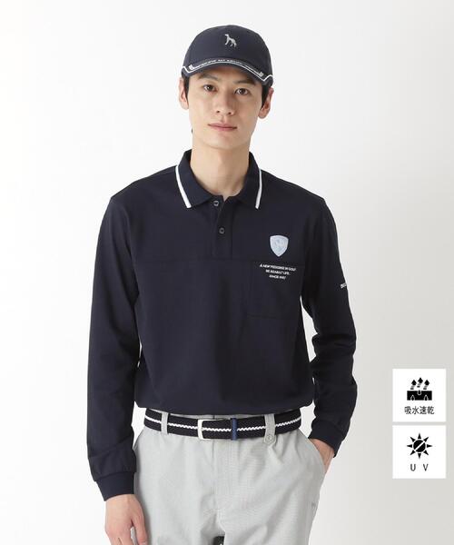 新品 アダバット/adabat ゴルフ　ビットストライプ長袖ポロシャツ/XL adabat（アダバット） ポロシャツ 吸水速乾/UVカット ハイゲージカノコ