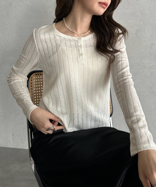 TREOVER ヘンリーネック tシャツ 抜け感をプラスするシアーリブ